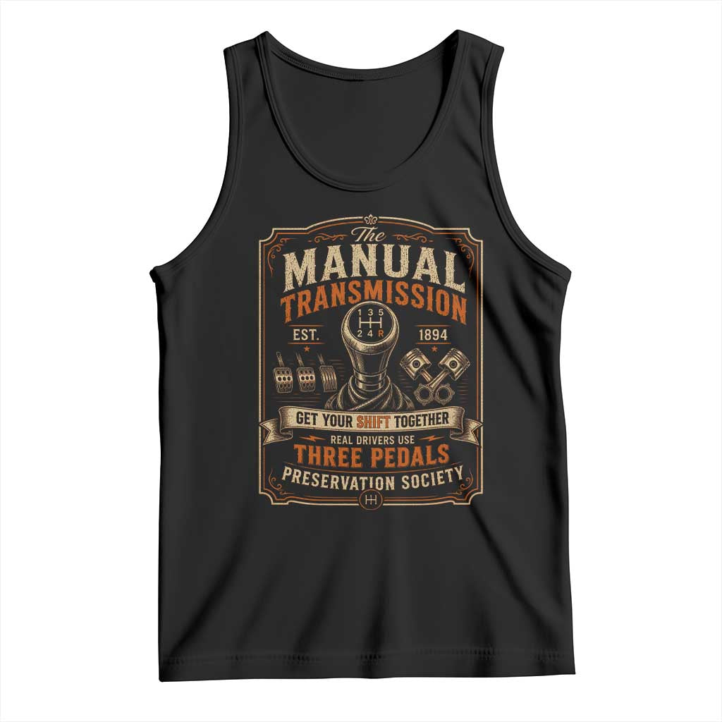 Car Guy Tank Top The Manual Transmission Preservation Society TS10 Black Print Your Wear
