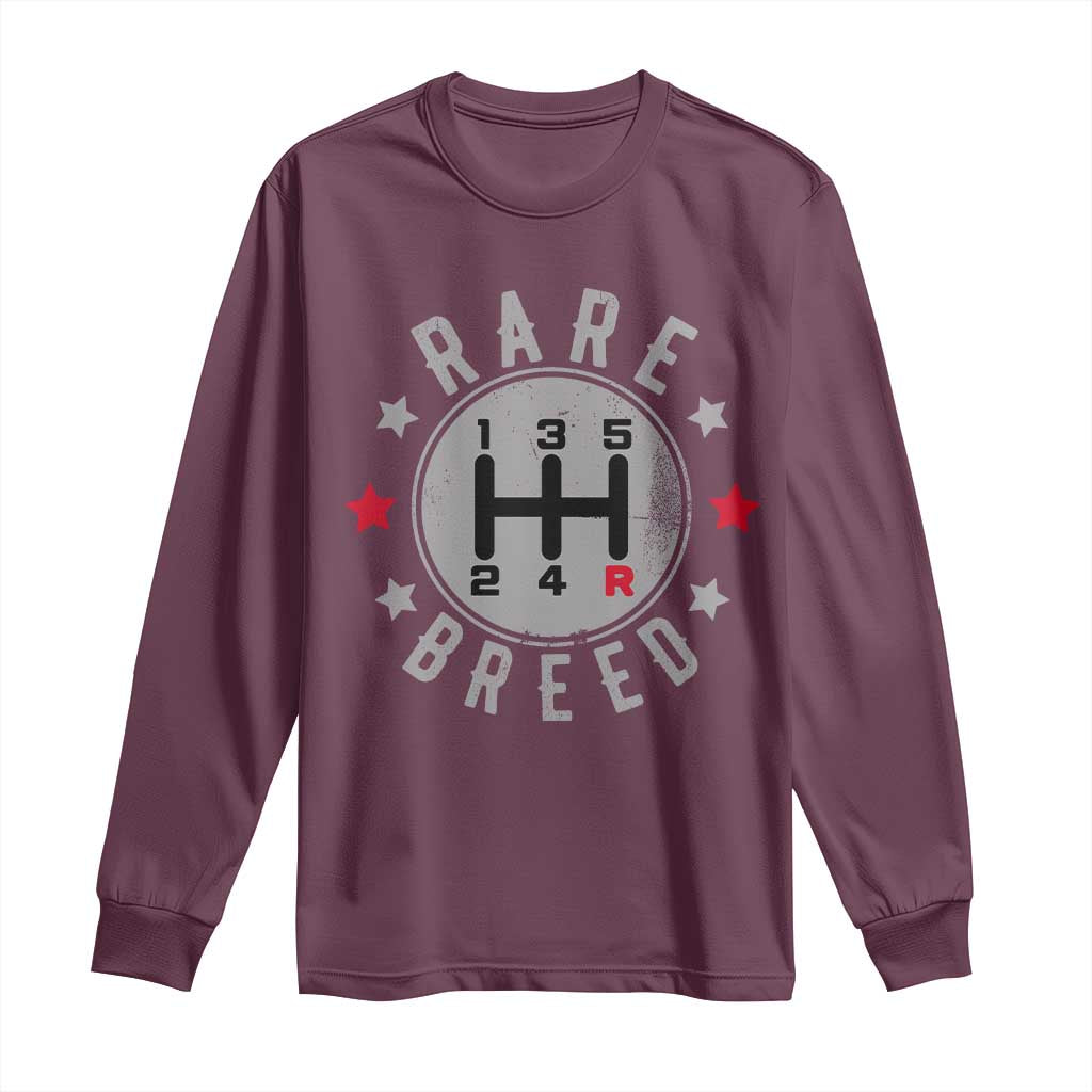 Rare Breed Manual Transmission Stick Shift Driver Long Sleeve Shirt Vintage Distressed Graphic TS10 Maroon Print Your Wear
