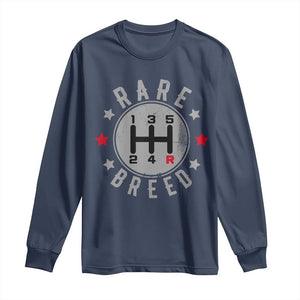 Rare Breed Manual Transmission Stick Shift Driver Long Sleeve Shirt Vintage Distressed Graphic TS10 Navy Print Your Wear
