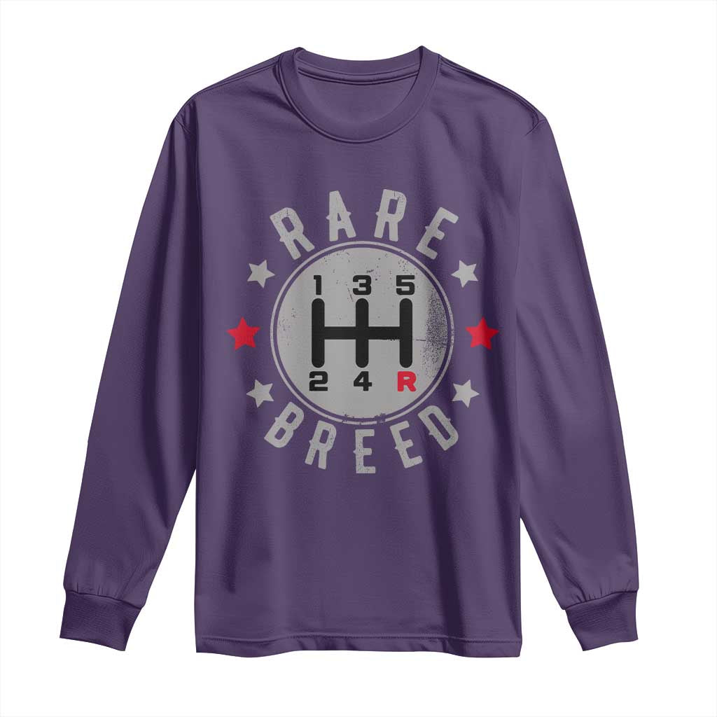 Rare Breed Manual Transmission Stick Shift Driver Long Sleeve Shirt Vintage Distressed Graphic TS10 Purple Print Your Wear