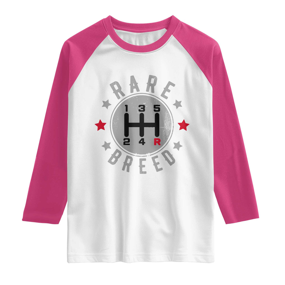 Rare Breed Manual Transmission Stick Shift Driver Raglan Shirt Vintage Distressed Graphic TS10 White Heliconia Print Your Wear