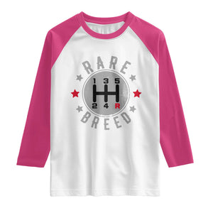 Rare Breed Manual Transmission Stick Shift Driver Raglan Shirt Vintage Distressed Graphic TS10 White Heliconia Print Your Wear