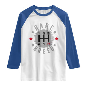 Rare Breed Manual Transmission Stick Shift Driver Raglan Shirt Vintage Distressed Graphic TS10 White Royal Print Your Wear