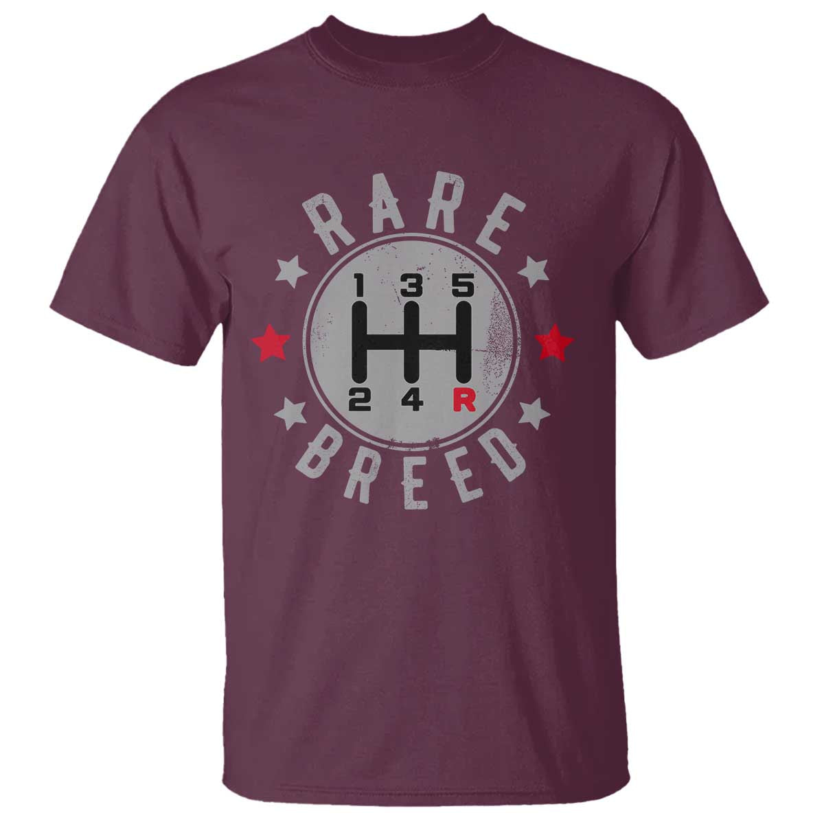 Rare Breed Manual Transmission Stick Shift Driver T Shirt Vintage Distressed Graphic TS10 Maroon Print Your Wear