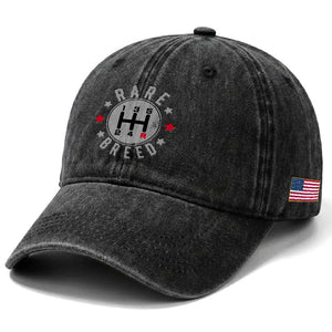 Rare Breed Manual Transmission Stick Shift Driver Washed Cotton Baseball Cap Vintage Distressed Graphic TS10 Print Your Wear