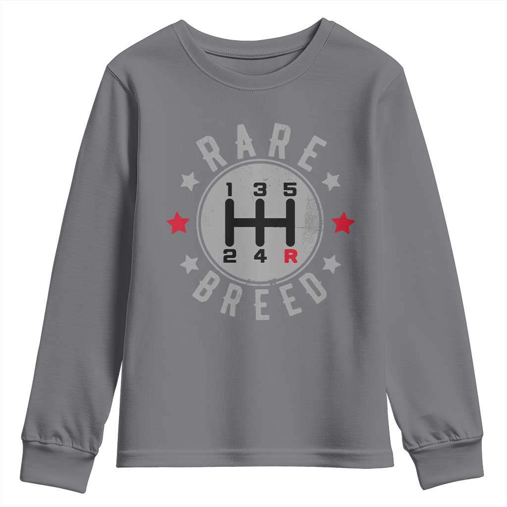 Rare Breed Manual Transmission Stick Shift Driver Youth Sweatshirt Vintage Distressed Graphic TS10 Charcoal Print Your Wear