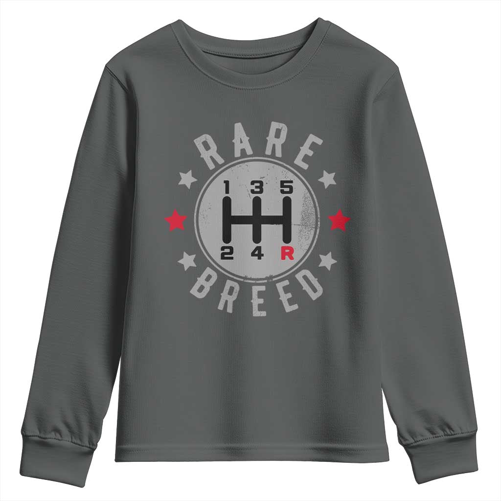 Rare Breed Manual Transmission Stick Shift Driver Youth Sweatshirt Vintage Distressed Graphic TS10 Dark Heather Print Your Wear