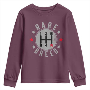 Rare Breed Manual Transmission Stick Shift Driver Youth Sweatshirt Vintage Distressed Graphic TS10 Maroon Print Your Wear