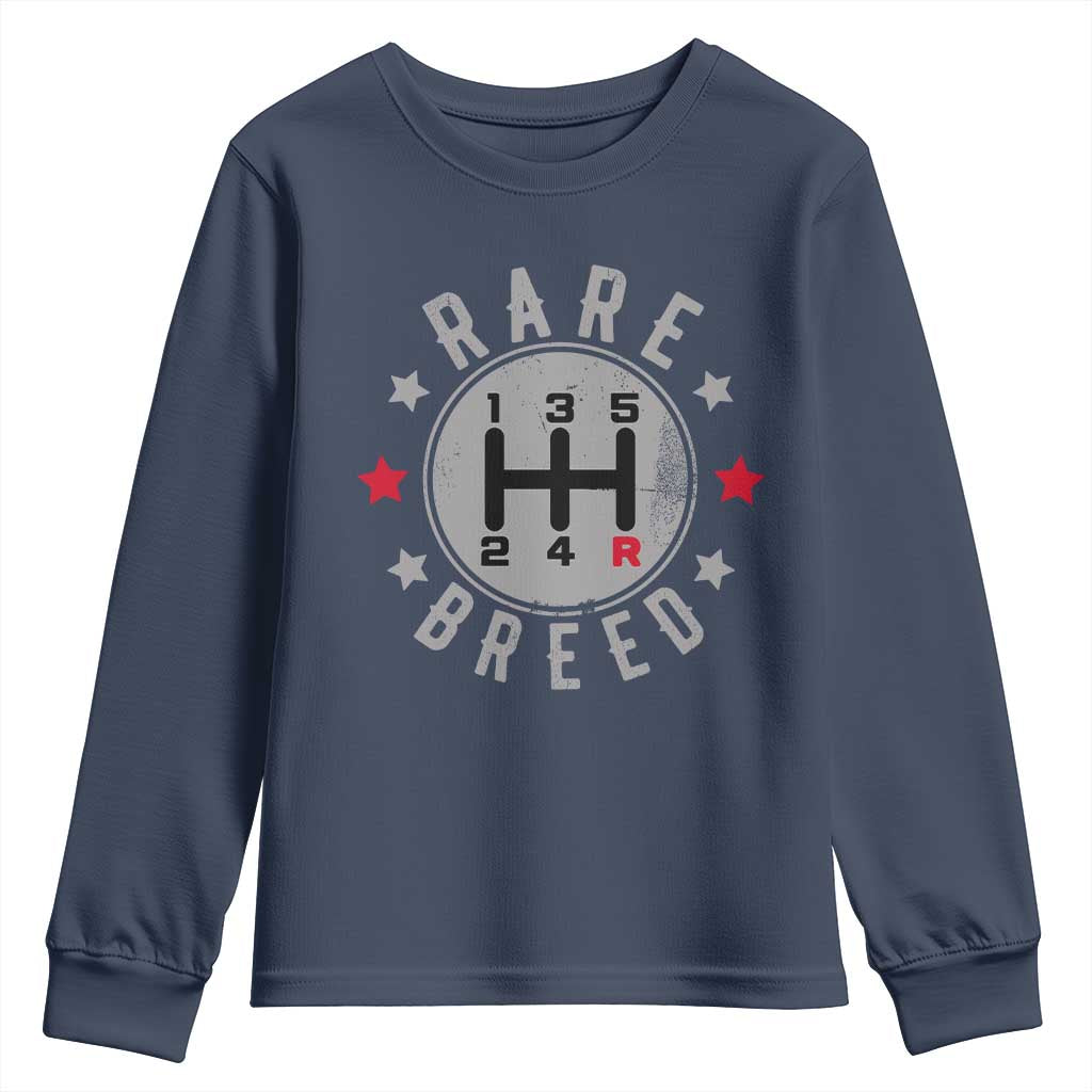 Rare Breed Manual Transmission Stick Shift Driver Youth Sweatshirt Vintage Distressed Graphic TS10 Navy Print Your Wear