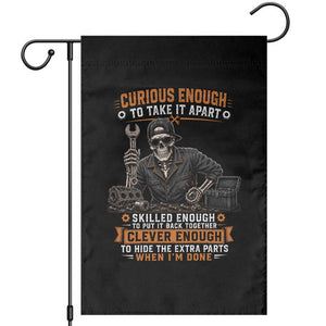 Mechanic Skeleton Garden Flag Curious Enough to Take It Apart Car Auto Repair Garage TS10 Black Print Your Wear