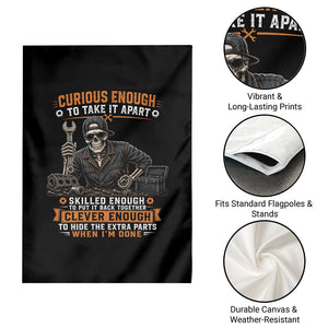 Mechanic Skeleton Garden Flag Curious Enough to Take It Apart Car Auto Repair Garage TS10 Print Your Wear