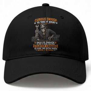 Mechanic Skeleton Baseball Cap Curious Enough to Take It Apart Car Auto Repair Garage TS10 Print Your Wear