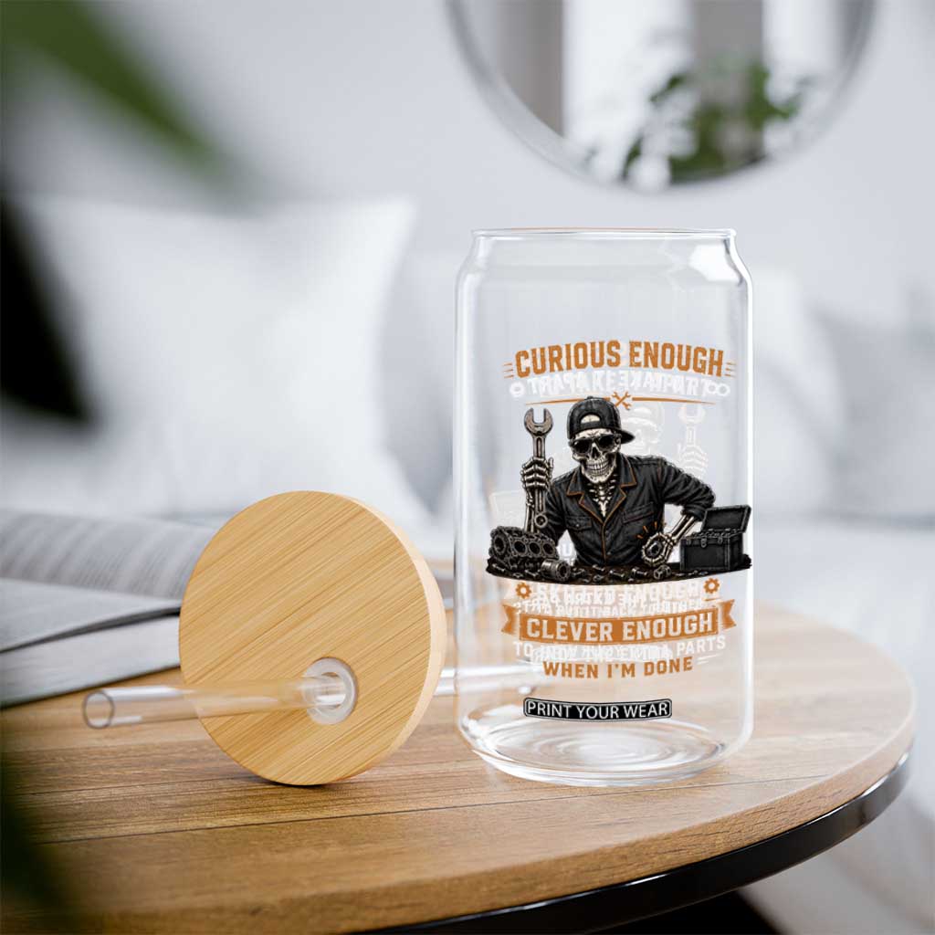 Mechanic Skeleton Glass Can Curious Enough to Take It Apart Car Auto Repair Garage TS10 Print Your Wear
