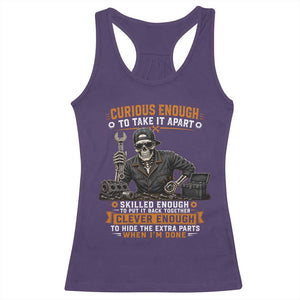 Mechanic Skeleton Racerback Tank Top Curious Enough to Take It Apart Car Auto Repair Garage TS10 Purple Print Your Wear