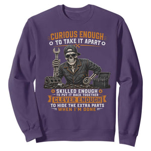 Mechanic Skeleton Sweatshirt Curious Enough to Take It Apart Car Auto Repair Garage TS10 Purple Print Your Wear
