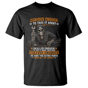 Mechanic Skeleton T Shirt Curious Enough to Take It Apart Car Auto Repair Garage TS10 Black Print Your Wear