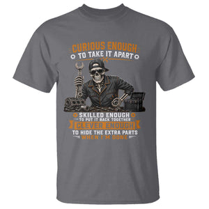 Mechanic Skeleton T Shirt Curious Enough to Take It Apart Car Auto Repair Garage TS10 Charcoal Print Your Wear
