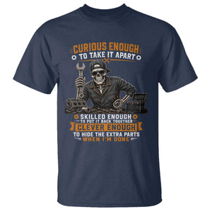 Mechanic Skeleton T Shirt Curious Enough to Take It Apart Car Auto Repair Garage TS10 Navy Print Your Wear