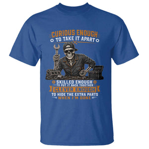 Mechanic Skeleton T Shirt Curious Enough to Take It Apart Car Auto Repair Garage TS10 Royal Blue Print Your Wear