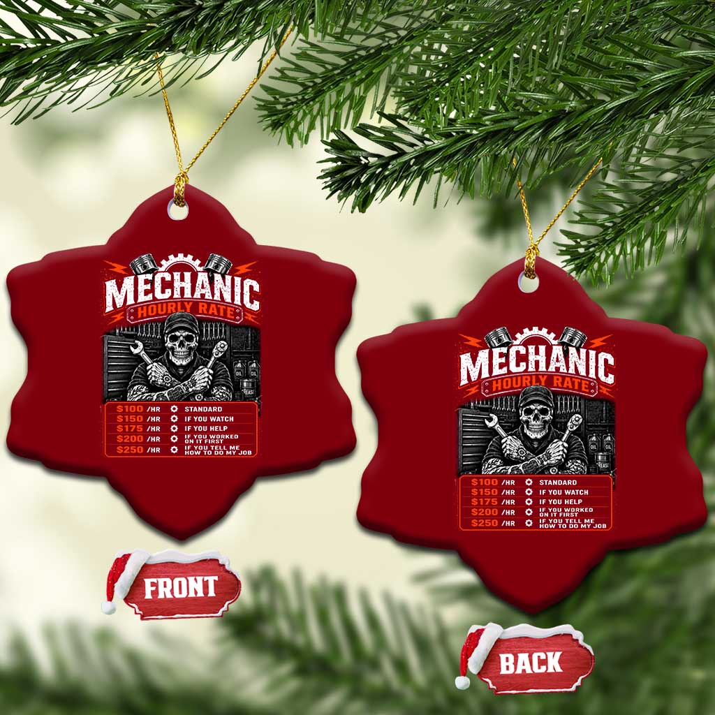 Mechanic Skeleton Ceramic Ornament Funny Hourly Rate Auto Car Garage Labor Rates TS10 Print Your Wear