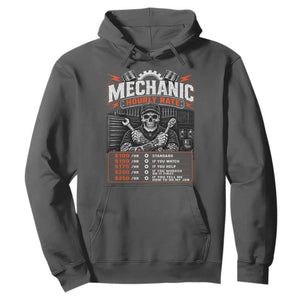 Mechanic Skeleton Hoodie Funny Hourly Rate Auto Car Garage Labor Rates TS10 Dark Heather Print Your Wear