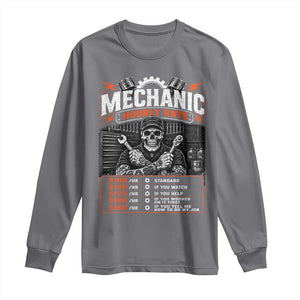 Mechanic Skeleton Long Sleeve Shirt Funny Hourly Rate Auto Car Garage Labor Rates TS10 Charcoal Print Your Wear
