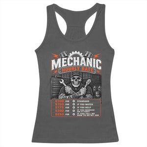Mechanic Skeleton Racerback Tank Top Funny Hourly Rate Auto Car Garage Labor Rates TS10 Dark Heather Print Your Wear