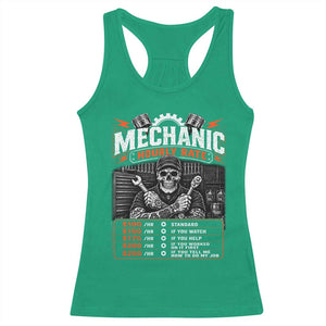 Mechanic Skeleton Racerback Tank Top Funny Hourly Rate Auto Car Garage Labor Rates TS10 Irish Green Print Your Wear