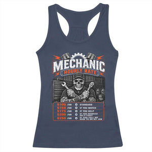 Mechanic Skeleton Racerback Tank Top Funny Hourly Rate Auto Car Garage Labor Rates TS10 Navy Print Your Wear