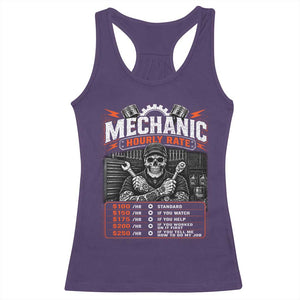 Mechanic Skeleton Racerback Tank Top Funny Hourly Rate Auto Car Garage Labor Rates TS10 Purple Print Your Wear
