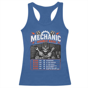 Mechanic Skeleton Racerback Tank Top Funny Hourly Rate Auto Car Garage Labor Rates TS10 Royal Blue Print Your Wear