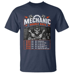 Mechanic Skeleton T Shirt Funny Hourly Rate Auto Car Garage Labor Rates TS10 Navy Print Your Wear