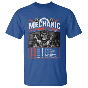 Mechanic Skeleton T Shirt Funny Hourly Rate Auto Car Garage Labor Rates TS10 Royal Blue Print Your Wear