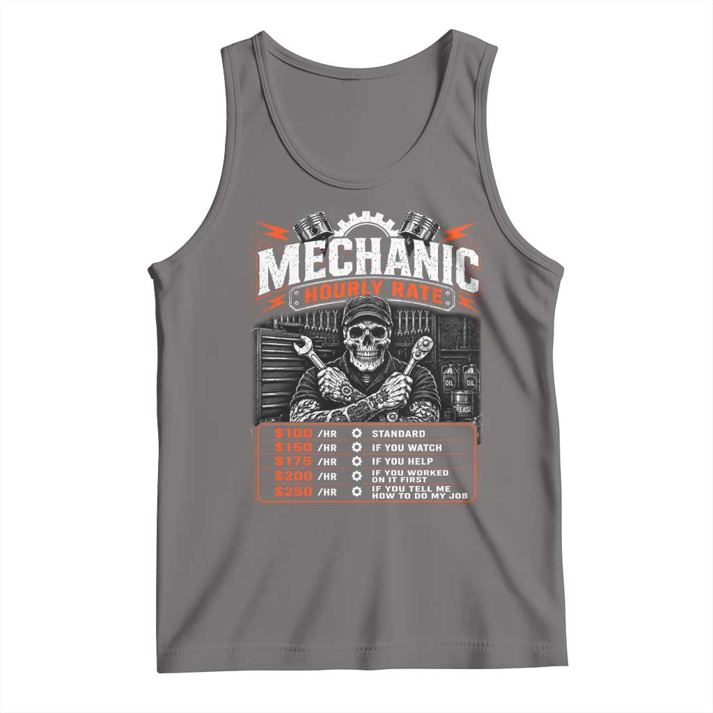 Mechanic Skeleton Tank Top Funny Hourly Rate Auto Car Garage Labor Rates TS10 Deep Heather Print Your Wear