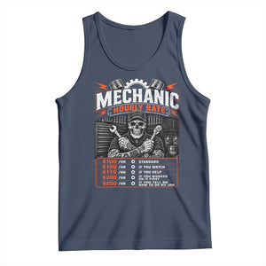 Mechanic Skeleton Tank Top Funny Hourly Rate Auto Car Garage Labor Rates TS10 Navy Print Your Wear