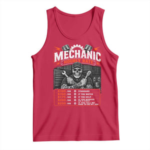 Mechanic Skeleton Tank Top Funny Hourly Rate Auto Car Garage Labor Rates TS10 Red Print Your Wear