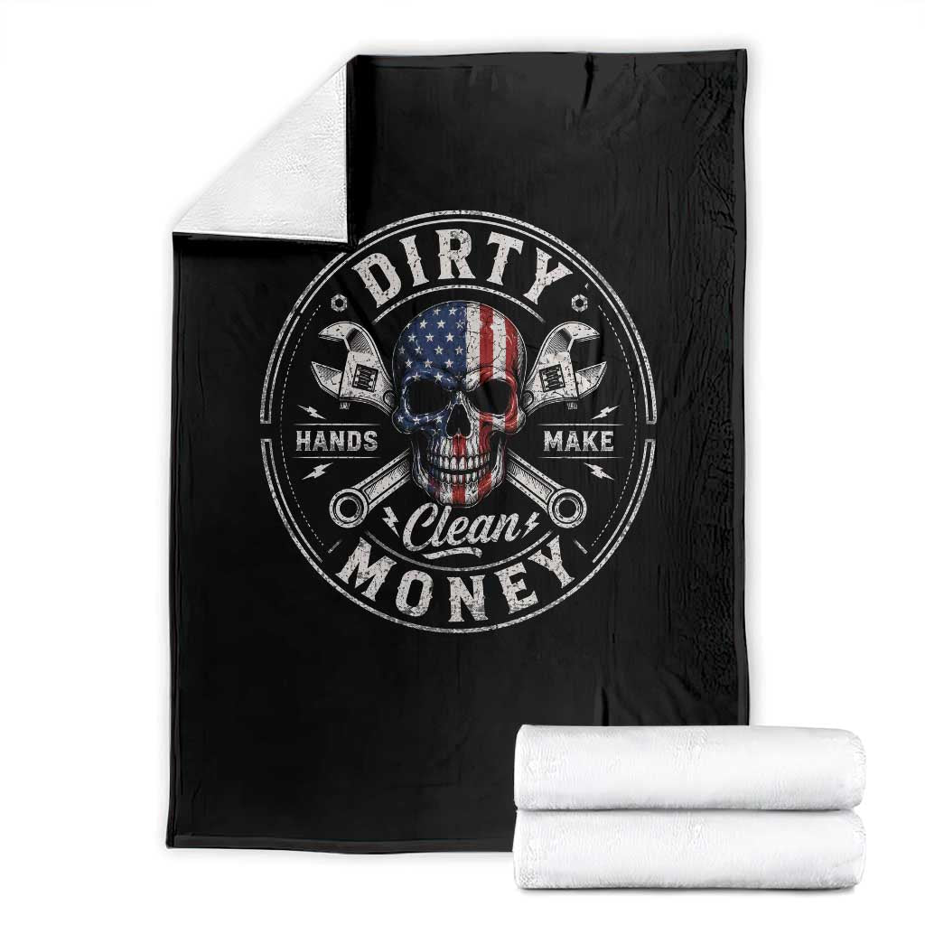 Mechanic Skeleton Throw Blanket My Hands May Be Dirty But My Money is Clean Auto Repair Garage TS10 Black Print Your Wear