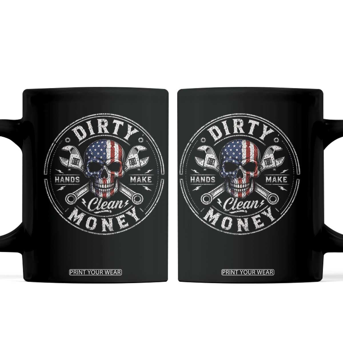 Mechanic Skeleton Coffee Mug My Hands May Be Dirty But My Money is Clean Auto Repair Garage TS10 Black Print Your Wear