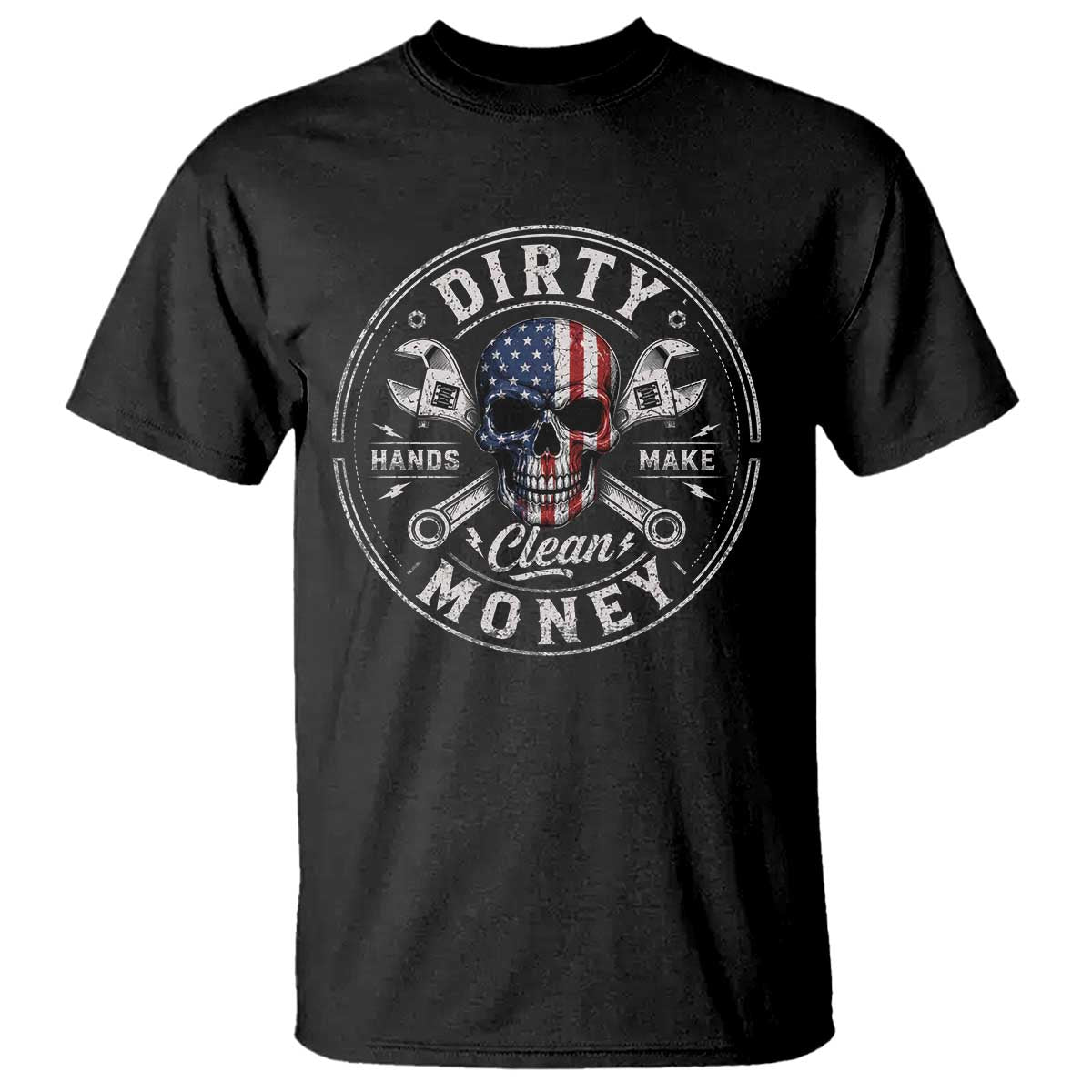 Mechanic Skeleton T Shirt My Hands May Be Dirty But My Money is Clean Auto Repair Garage TS10 Black Print Your Wear