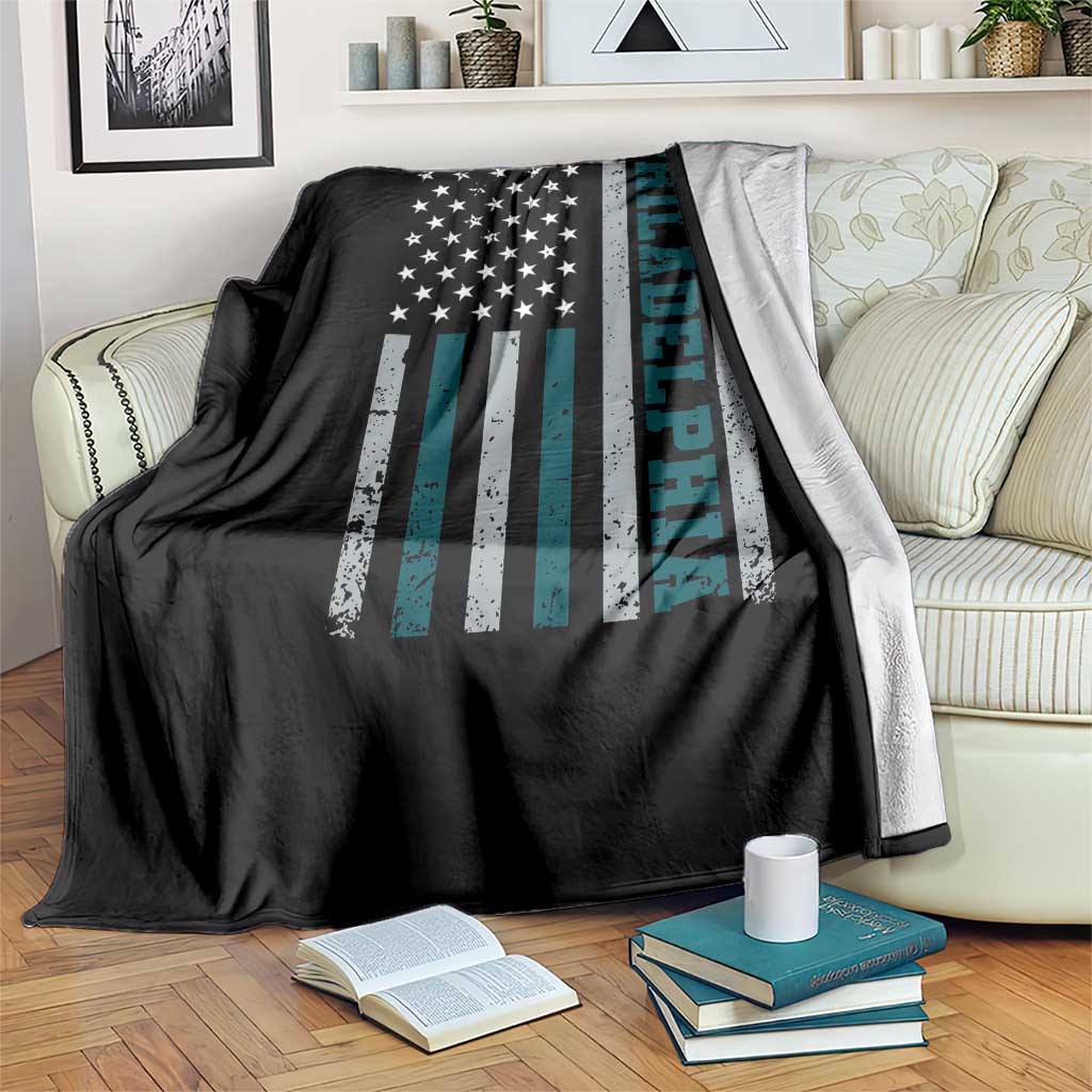 PFE Game Day Throw Blanket Retro American Flag Philly Lover TS10 Print Your Wear