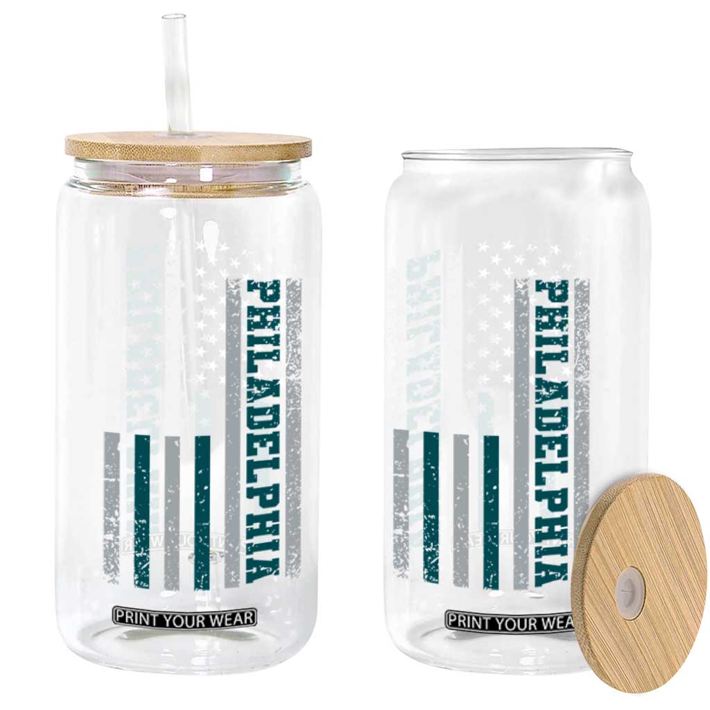 PFE Game Day Glass Can Retro American Flag Philly Lover TS10 Print Your Wear