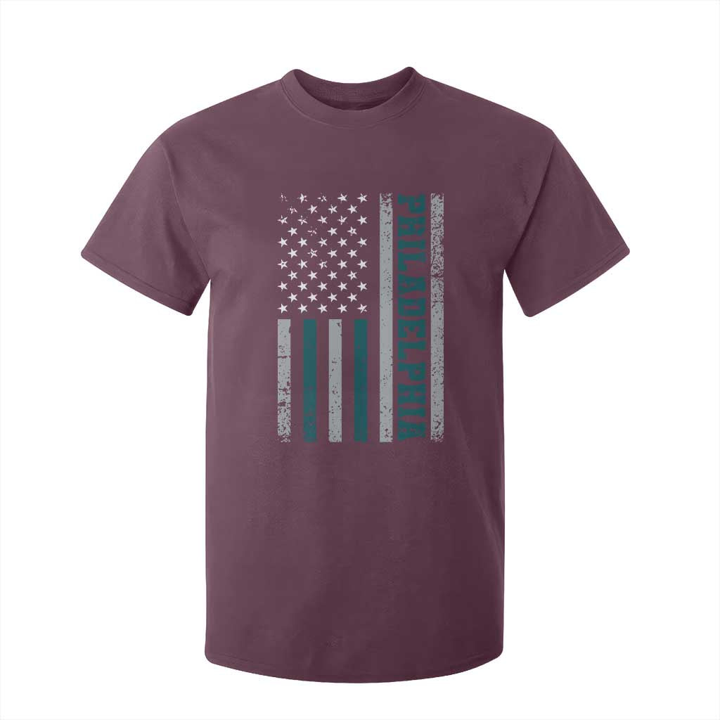 PFE Game Day T Shirt For Kid Retro American Flag Philly Lover TS10 Maroon Print Your Wear