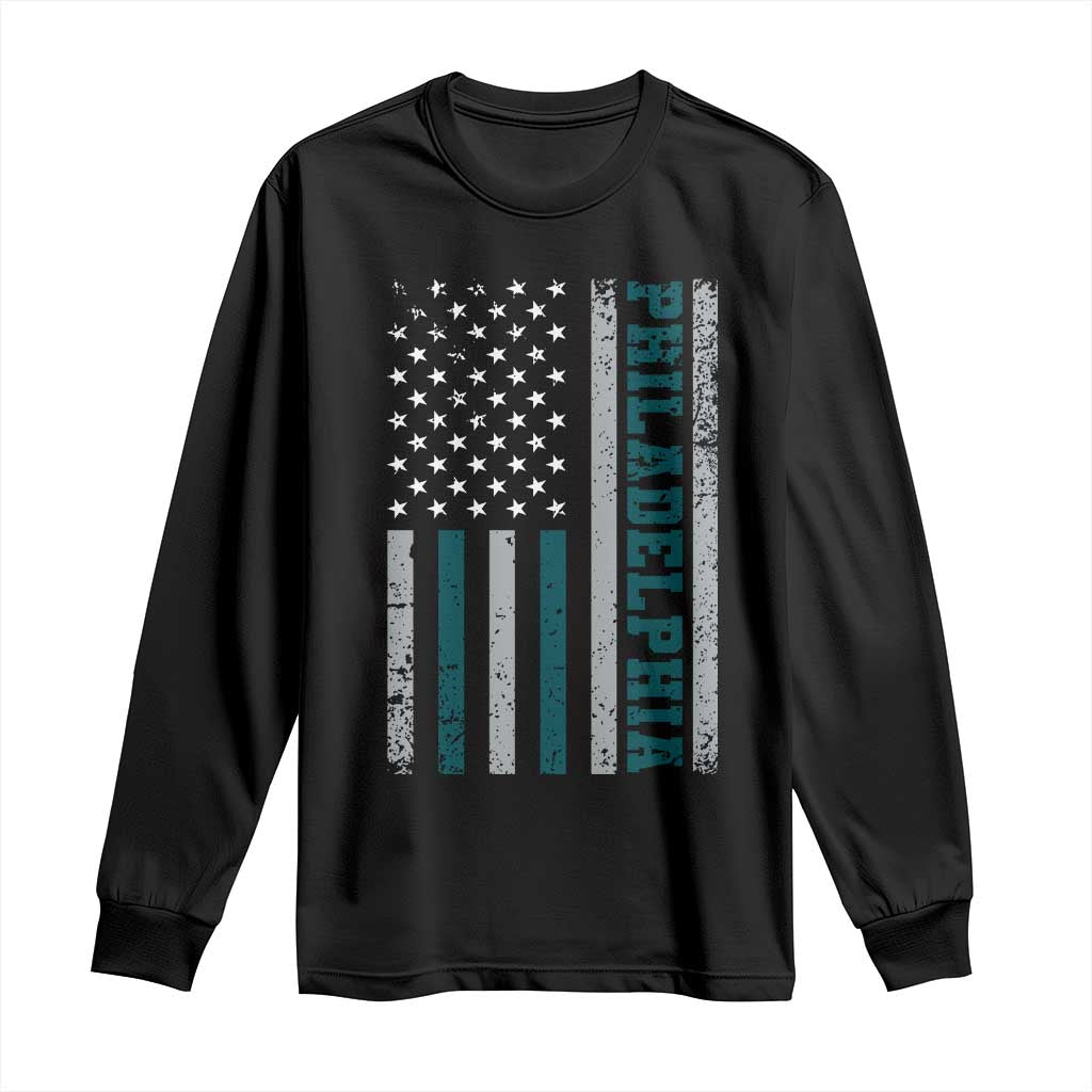 PFE Game Day Long Sleeve Shirt Retro American Flag Philly Lover TS10 Black Print Your Wear