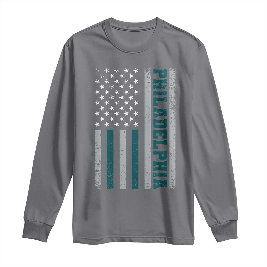 PFE Game Day Long Sleeve Shirt Retro American Flag Philly Lover TS10 Charcoal Print Your Wear