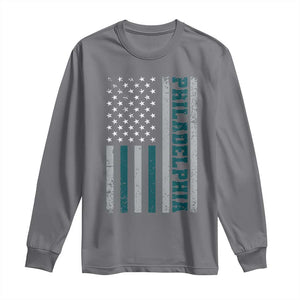 PFE Game Day Long Sleeve Shirt Retro American Flag Philly Lover TS10 Charcoal Print Your Wear