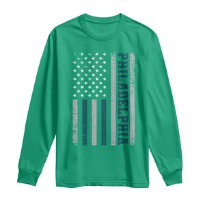 PFE Game Day Long Sleeve Shirt Retro American Flag Philly Lover TS10 Irish Green Print Your Wear