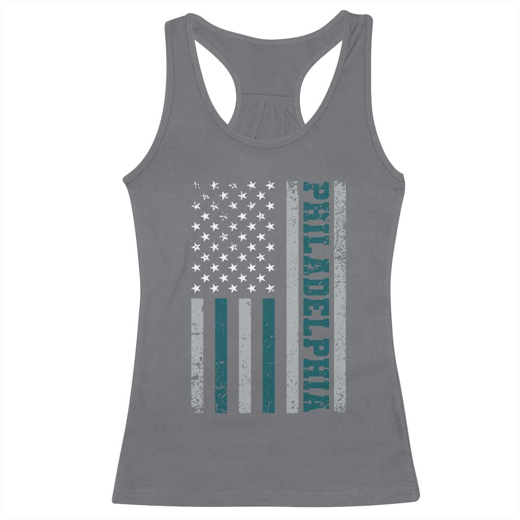 PFE Game Day Racerback Tank Top Retro American Flag Philly Lover TS10 Charcoal Print Your Wear
