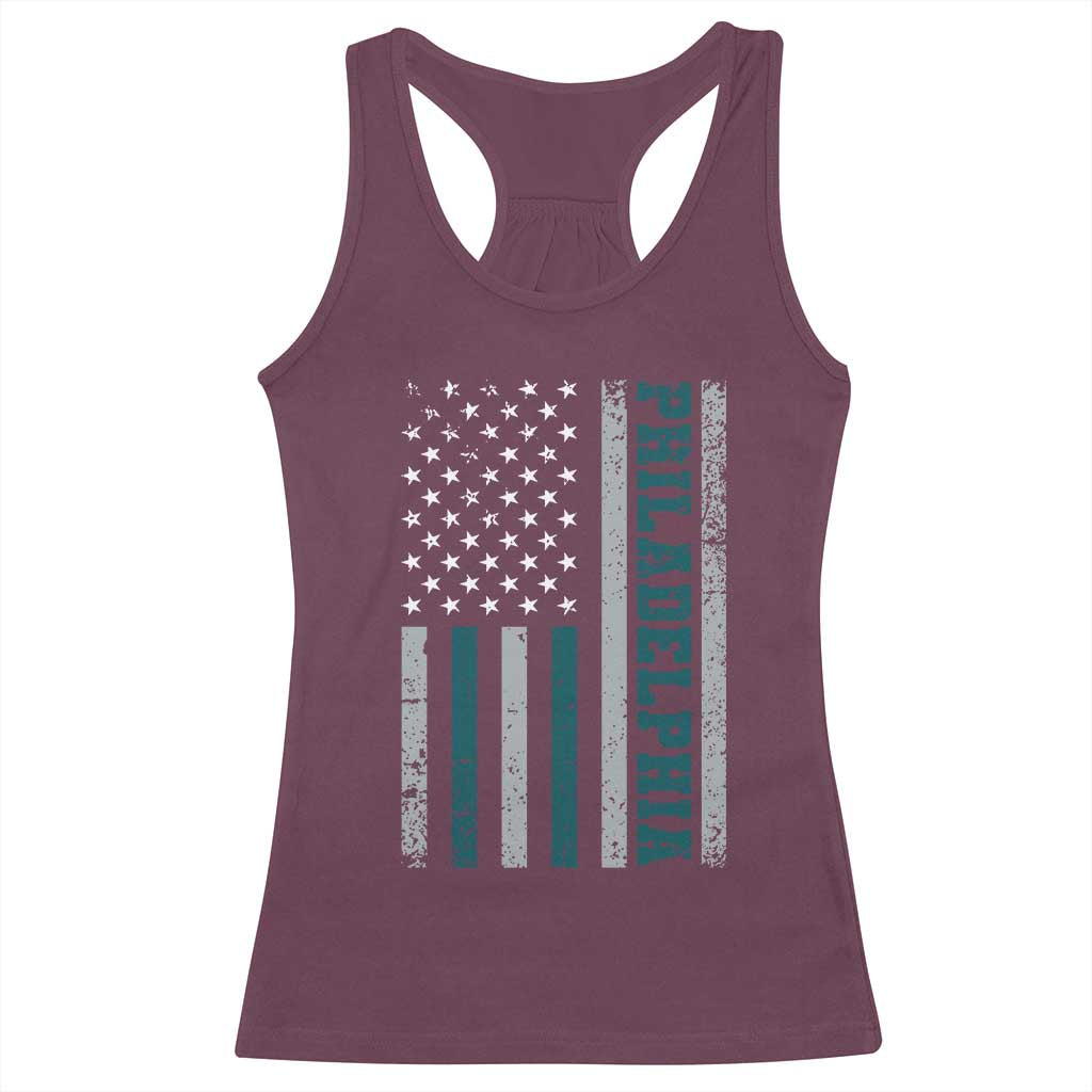 PFE Game Day Racerback Tank Top Retro American Flag Philly Lover TS10 Maroon Print Your Wear