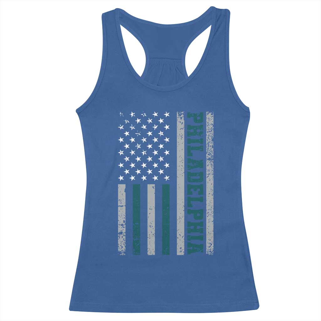 PFE Game Day Racerback Tank Top Retro American Flag Philly Lover TS10 Royal Blue Print Your Wear