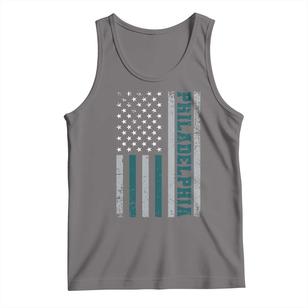 PFE Game Day Tank Top Retro American Flag Philly Lover TS10 Deep Heather Print Your Wear